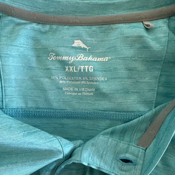 Tommy Bahama Shirt Mens 2XL Blue Wave Crest Henley Performance Stretch‎ Athletic - Picture 6 of 6